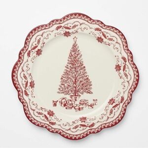 Studio McGee Christmas Tree Red and Cream Dinner Plater